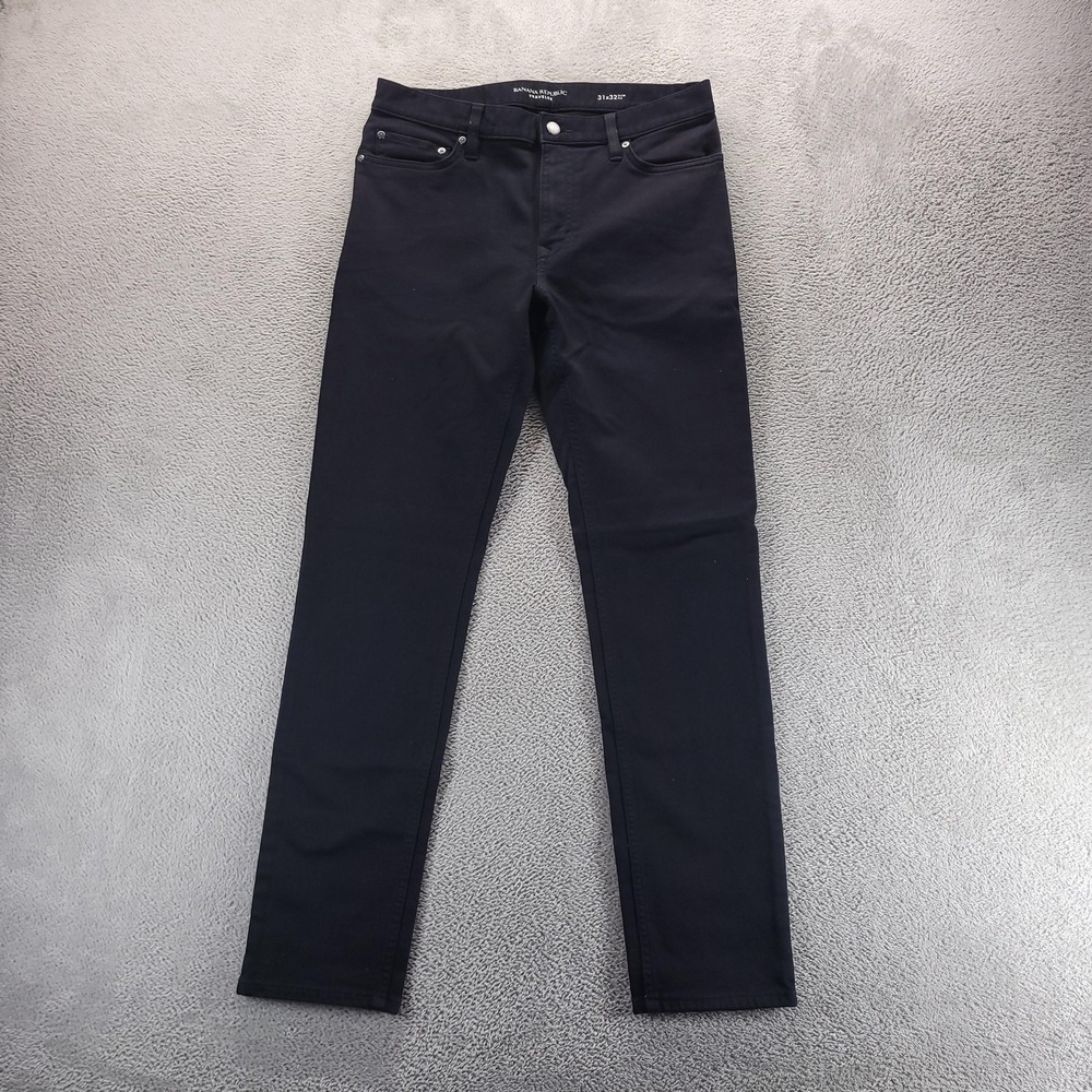 Banana Republic Traveler Jeans Mens 31x32 Black Slim Tapered Dark Wash Stretch